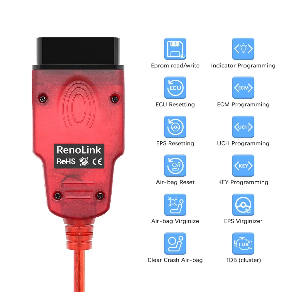 Latest Version Renolink V2.10 OBD2 Interface Renolink ECU Program Cable for Renault ECU Programmer