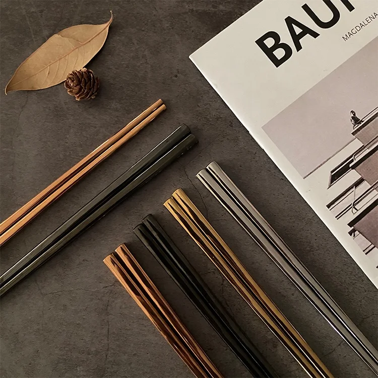 Набор японских китайских палочек для еды роскошный титановый металлический логотип в коробке подарок на свадьбу от