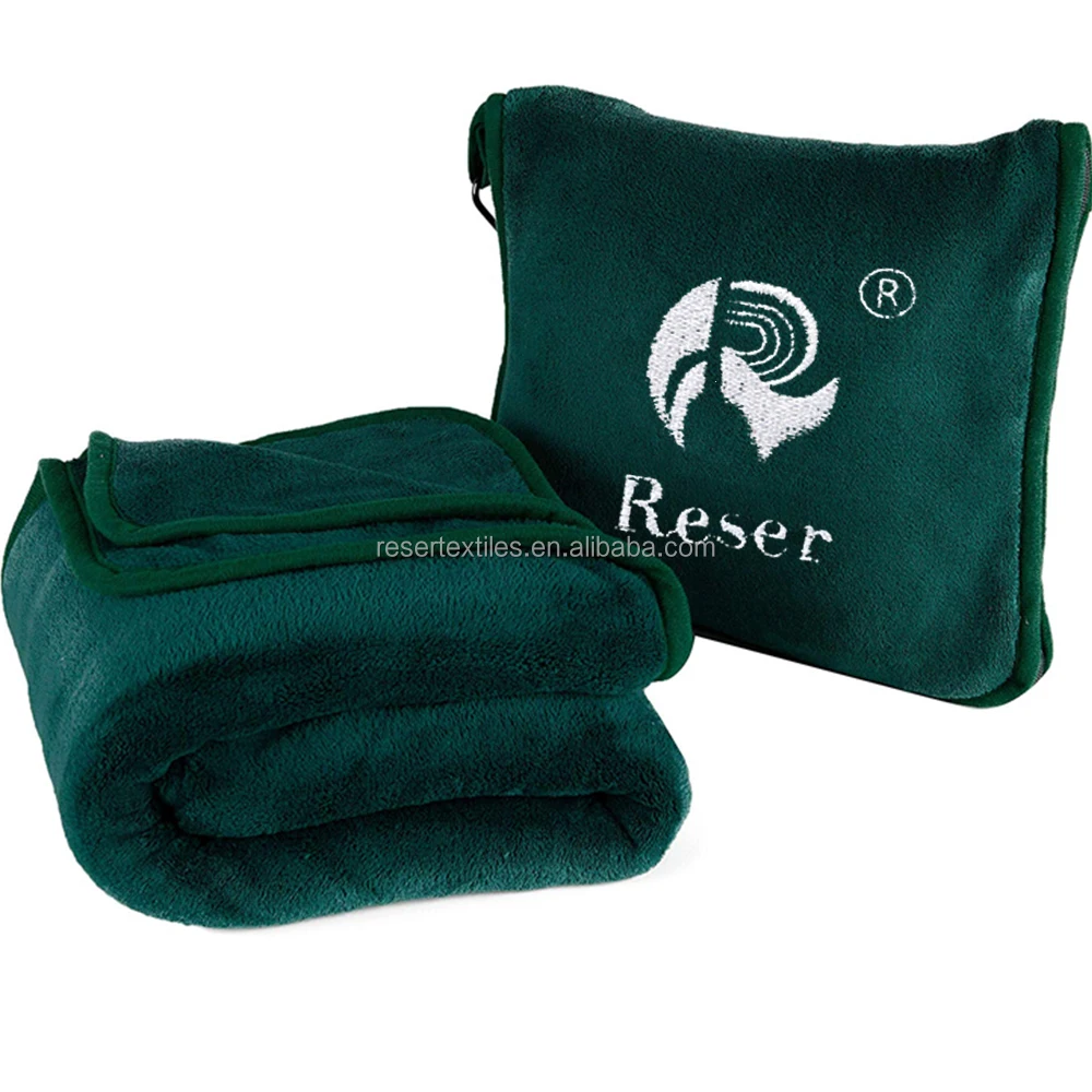 Travel Blanket Pillow Airplane Compact Packable 100% Polyester Eco-Friendly Four Seasons Flight Essentials Car Travelers Gifts