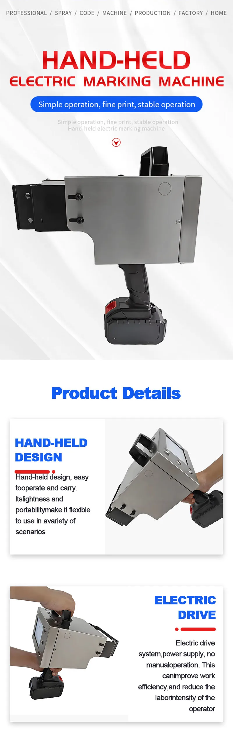 Portable Handheld Laser Fiber Marking Machine Touch Screen Lithium Battery Printer with DXF Graphic Format Support New Condition