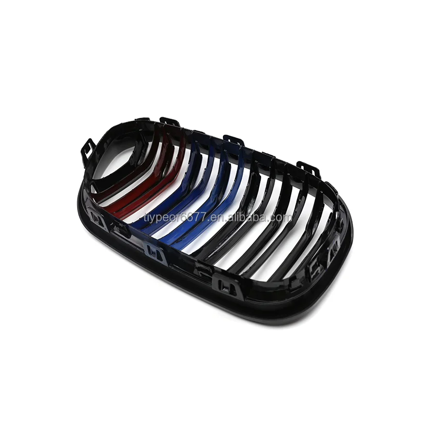 product tiypeor double line front center kidney grill for bmw series 1 f20 f21 2015   2018 facelift grille black carbon electroplated-6