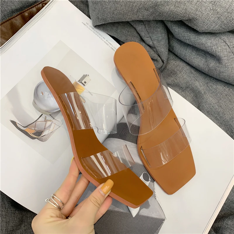 Sandalias Transparentes Con Punta Cuadrada Para Mujer,Mules Abiertos Con  Tacón De Cristal,Calzado De Playa,Talla 41 42 43,2020 - Buy Tacones Altos  De Moda,De Tacón Alto Chappal,Sandalias De Tacones Altos Sexy Product on