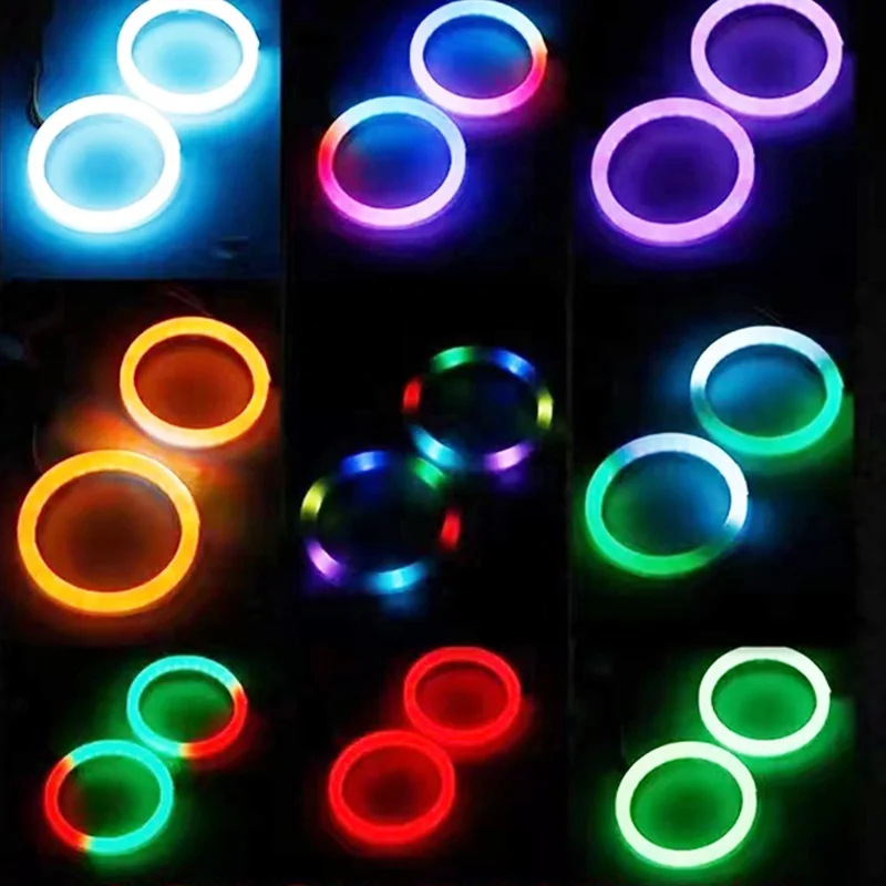 Universal 80MM App Control LED Angel Eyes Circle Halo Rings Fog Lamps RGB Car Ring Light Angel Eyes Led Headlight Rgb Fog Lights