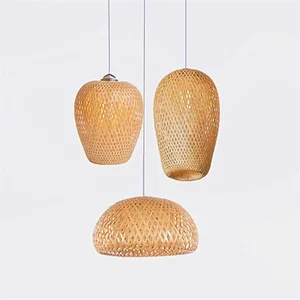 Chinese Style Art Homestay Zen Tea Room Lamp Bamboo Woven Three Head Dining Hall Pendant Lamp Restaurant Droplight