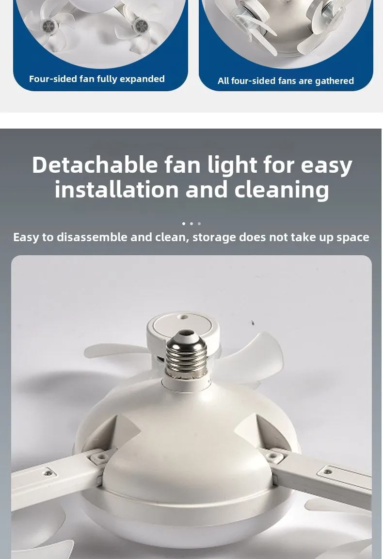 LED Creative E27 Electric Drone Fan Light Dormitory Silent Strong Wind Dimming Integrated AC Motor Ceiling Fan Light Pendant