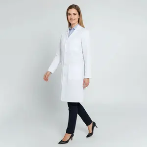 Wholesale Custom Long Sleeve Medical Lab Coat Hospital Uniforms Chemistry Pharmacist Doctor Nurse White Lab Coat