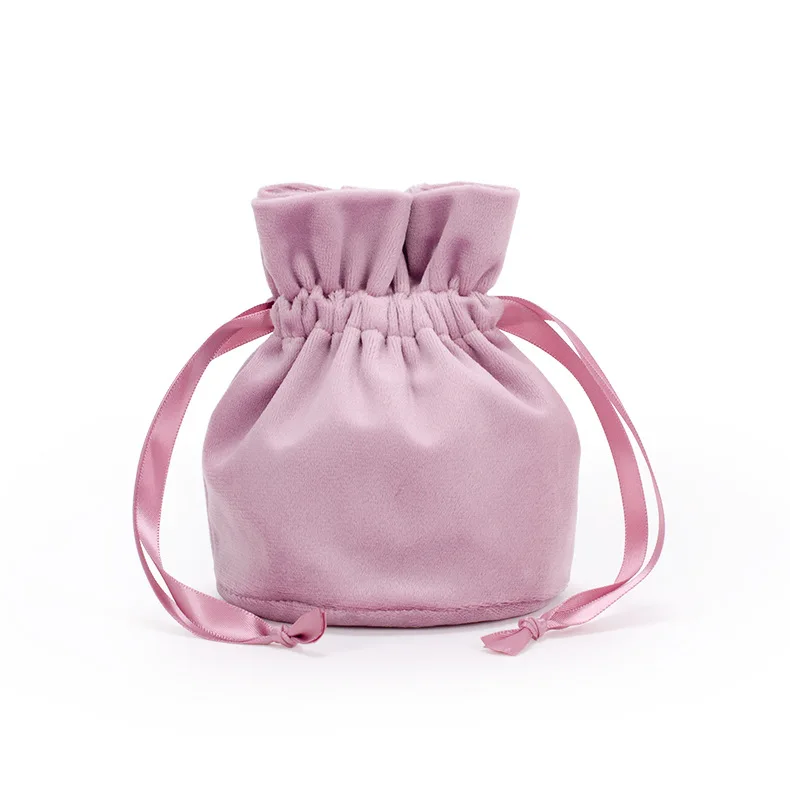 Drawstring Velvet Bag Round Bottom Velvet Pocket Colorful Jewelry Gift Wedding Candy Drawstring Storage Bag