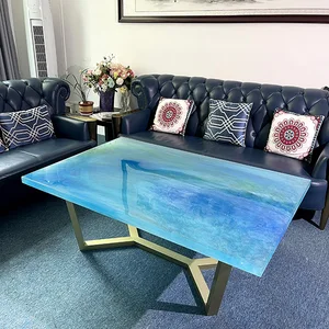 Metal Framework Crystal Glass Material Furniture Starry Sky Tea End Coffee Table for Living Room Office