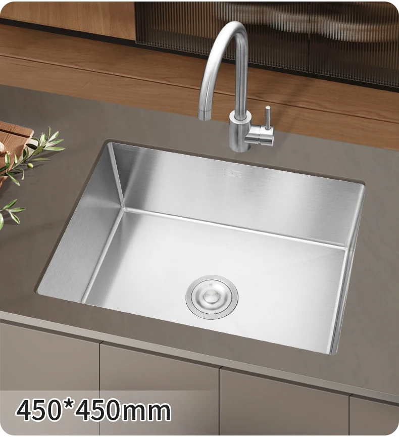 Sus304 Stainless Steel Washing Basin Wire Drawing Manual Sink Under The ...