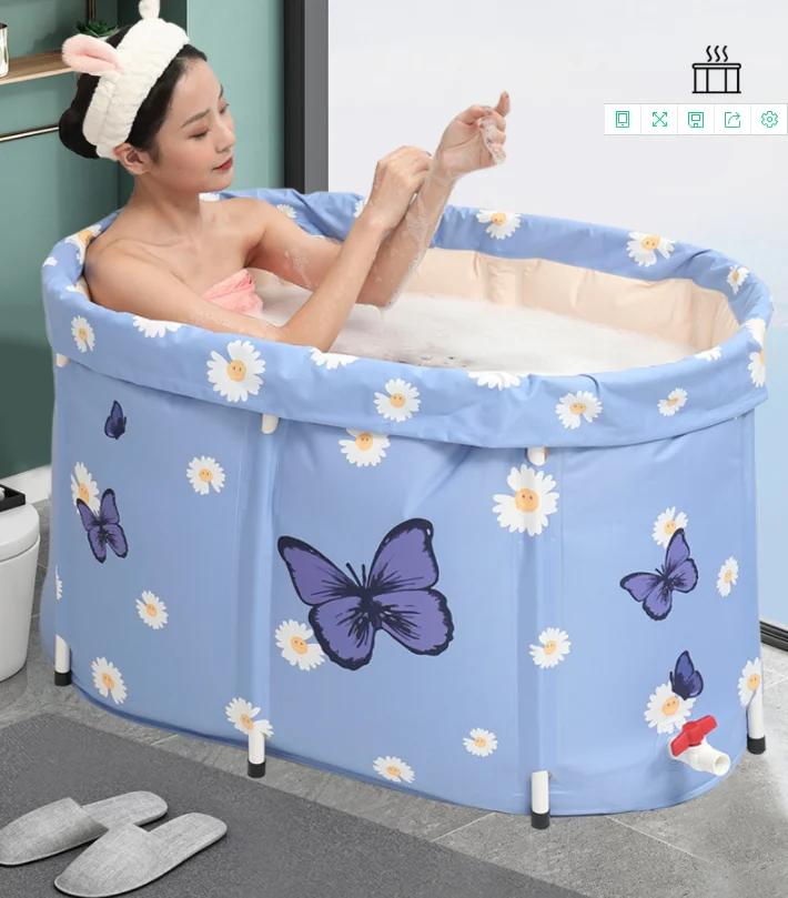 A3697  Large Adult Folding Tub Adult Soak Bucket Barrel Foldable Portable Steaming Spa Sauna Bathtub