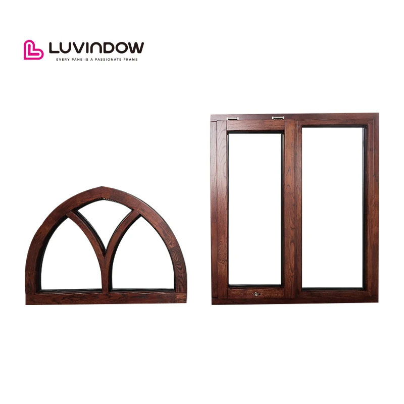 Comfortable Custom-Made New Design Double Glass Black Arch Special Shape Wooden Windows Window S