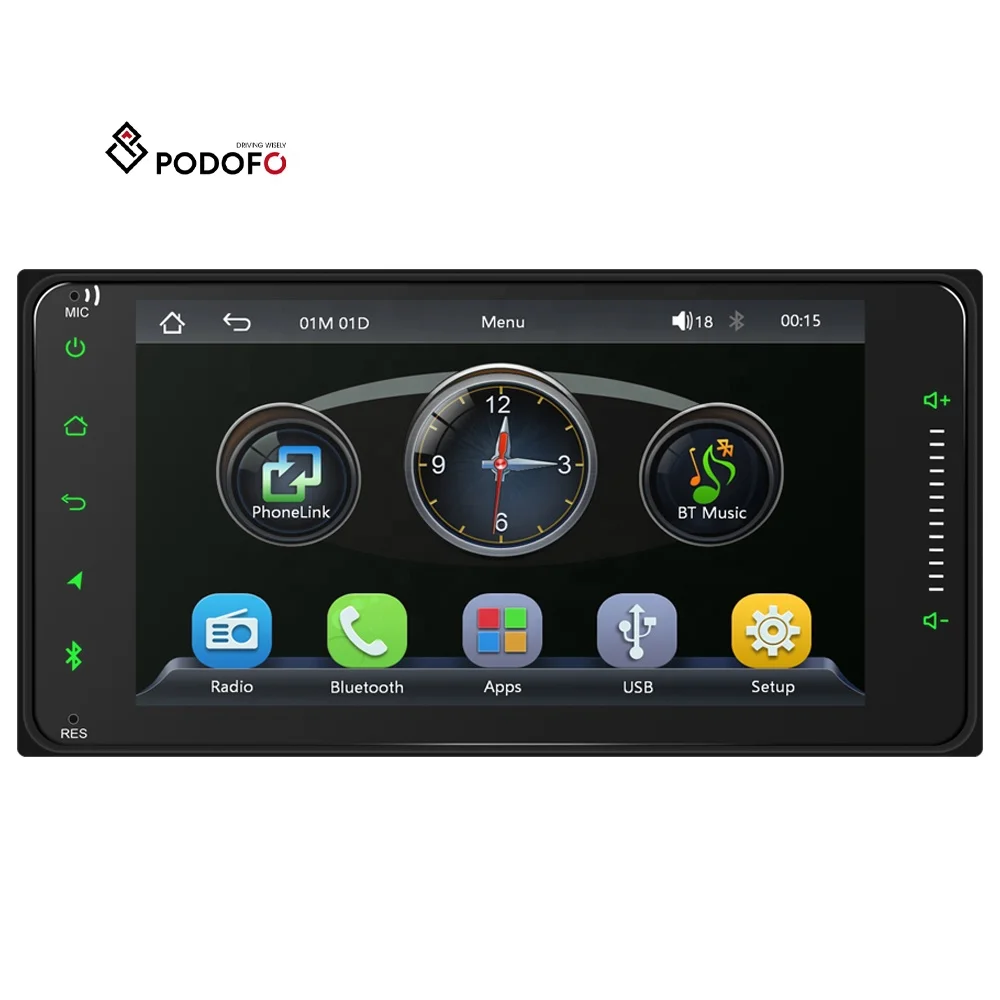 Podofo 7'' Car Radio for Toyota Corolla/RAV4/Prado/Camry/Hilux Wireless Carplay & Android Auto AM/FM/RDS Car MP5 Player Factory A4615