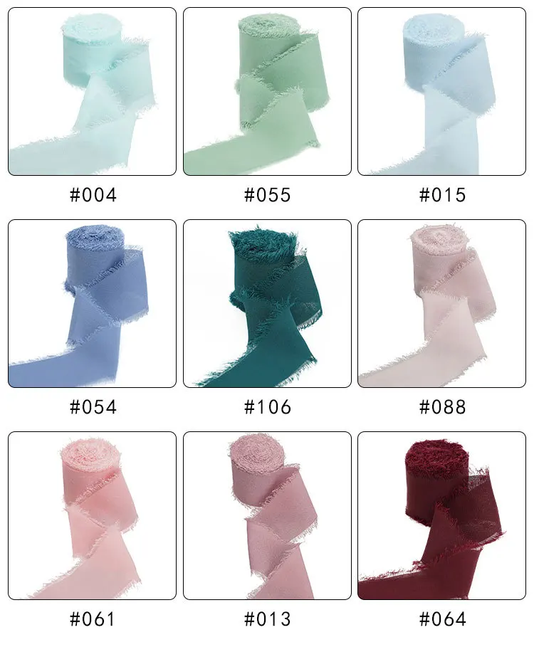 Шелковая лента ручной работы с необработанными краями, необработанная шифоновая лента, однотонная Рождественская декоративная Свадебная лента для галстука