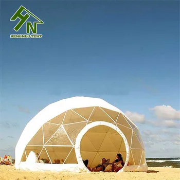 Seaside Outdoor Camping Kit Dome House Half Round Bell Tent With Zipper PVC Door