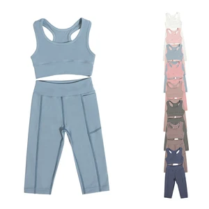 50% off for Embroidery  Active Wear Sport Set Girl Fitness Wear Nylon Spandex Component Racerback Style  Kids Yoga Set Leggings