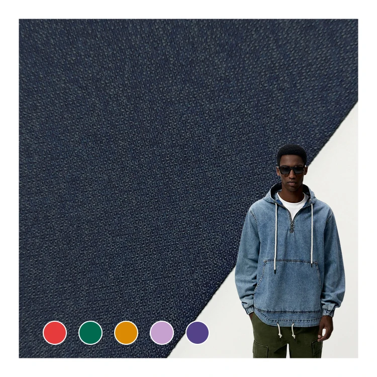 Hot Selling Japanese Denim Jeans Fabric, Knitted 100% Cotton Material Indigo Denim Terry Fabric/