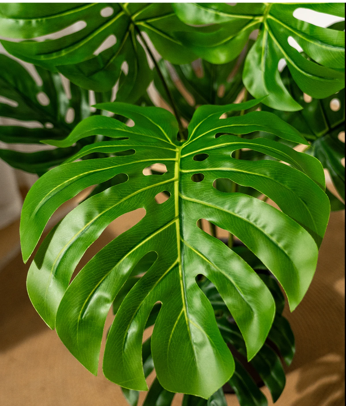 Monstera Deliciosa Artificial Indoor/Outdoor Green Grass Tree Big PE Plastic Faux Design for Home Easter Occasions Office details