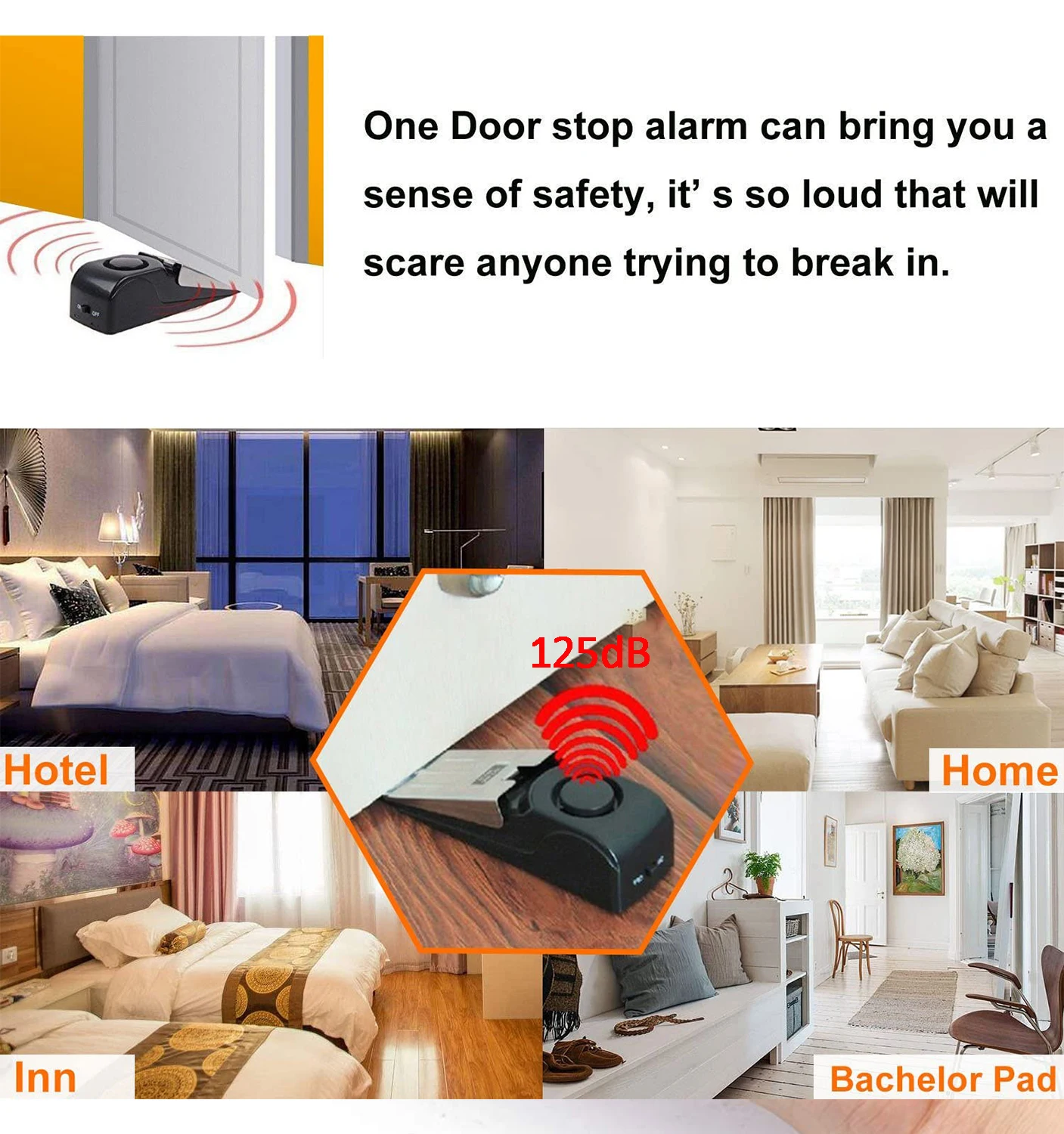 Antitheft Door Window Sensor Alarm 125db Door Stop Alarm For Traveling