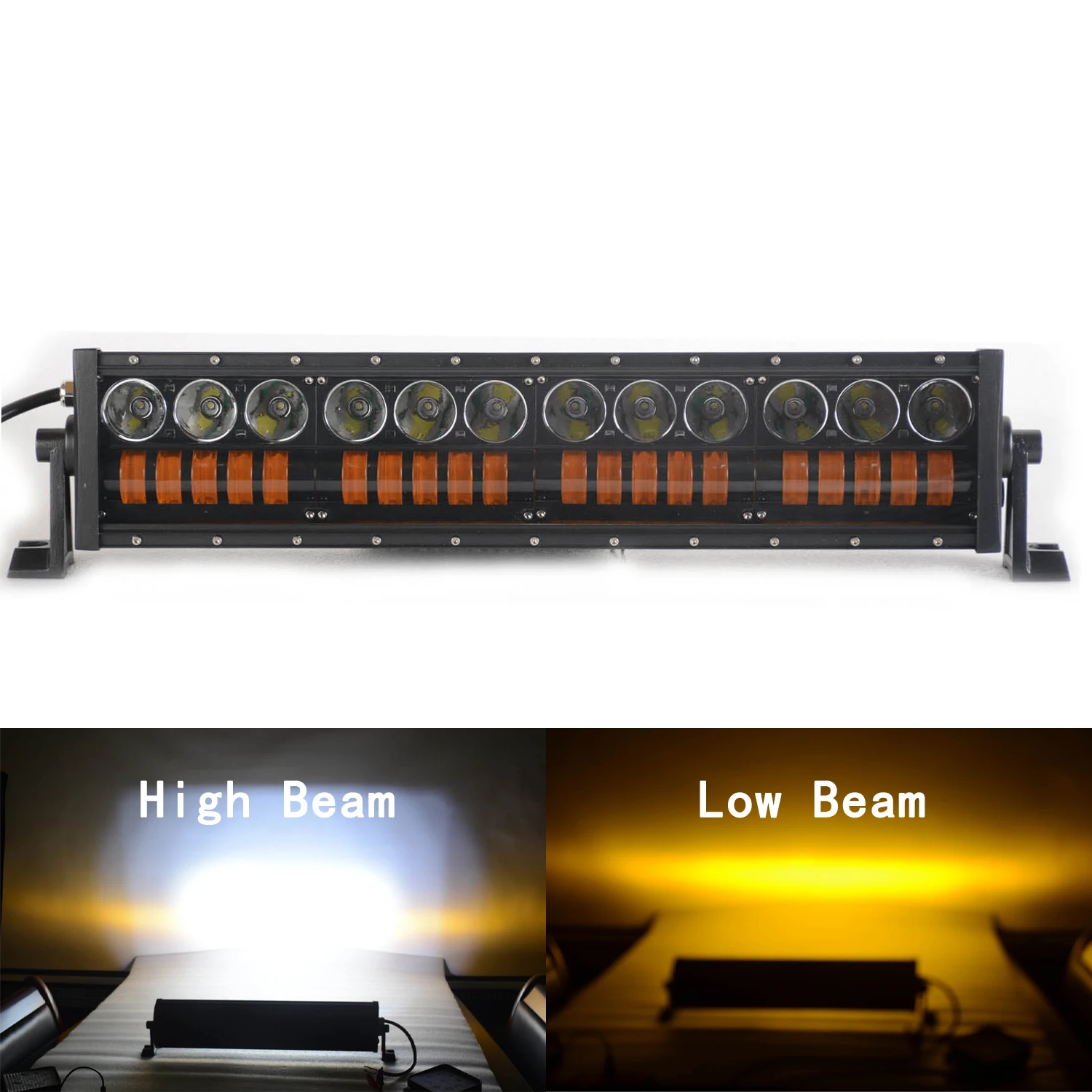 15inch 20inch 25inch 30inch 35inch 40inch Dual Color Flood Spot Led OffRoad Work Light bar Dual Row LED Light Bar for Car Truck