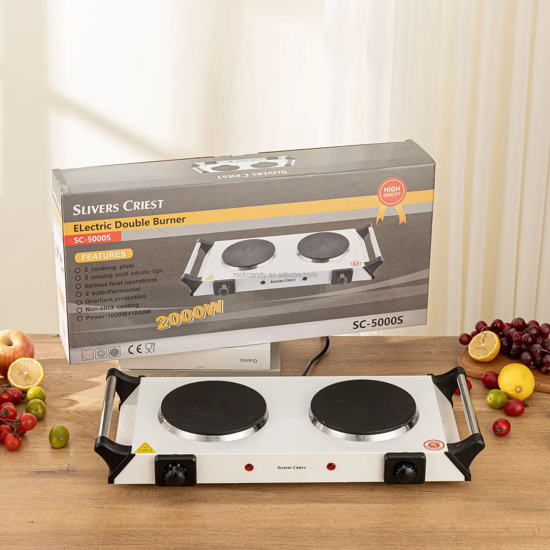 Hot Plate Simple Operation Pattern Cooking 2 Burner Kitchen Electric Cooking Stove Hot Two Plate