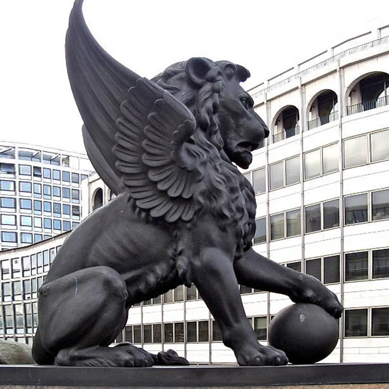 Garden Decorative Antique Iron Life Size Bronze Winged Lion Statue