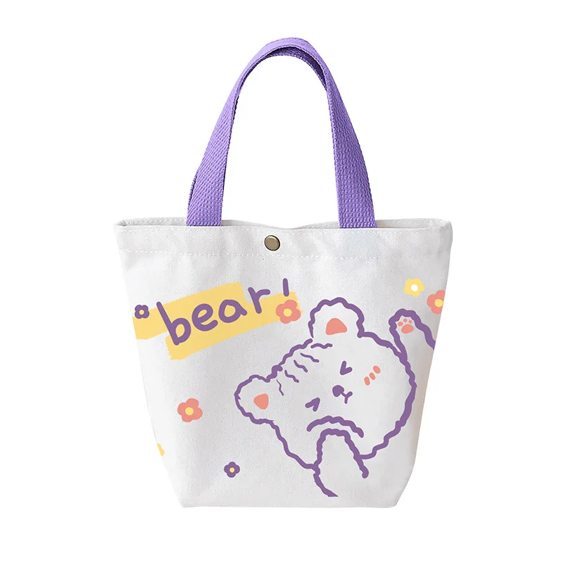 Mini Canvas Tote Bag Custom Printing Pattern Reusable Shopping Bag with Button for Promotional Gift