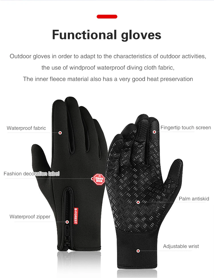 Водонепроницаемые теплые мотоциклетные гоночные перчатки с пальцами для сенсорного экрана на осень-зиму, спортивные походные велосипедные перчатки