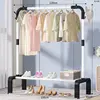 White upgraded single bar 130cm with coat hook and post