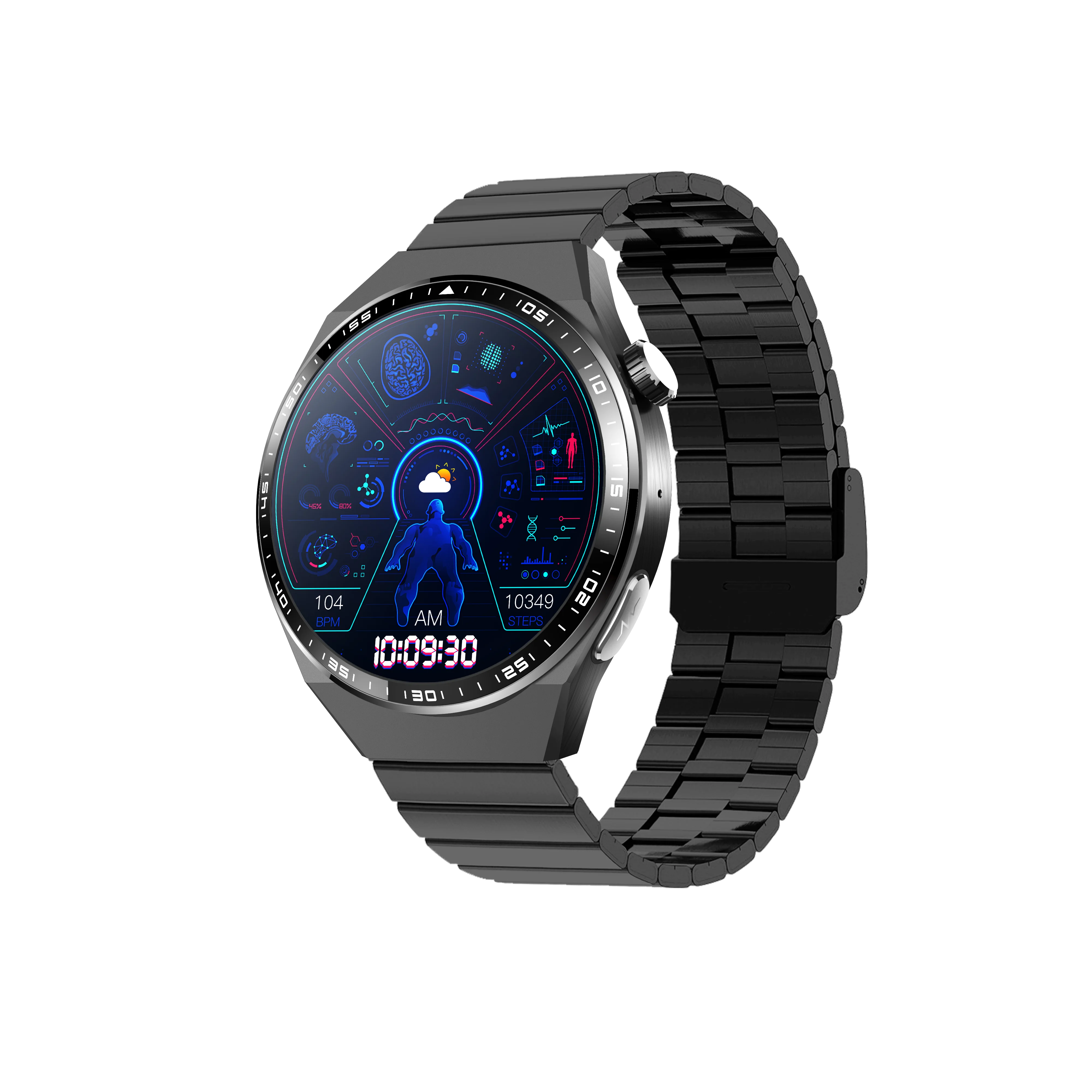 Senior Health Smartwatch with ECG Blood Sugar HRV Sleep Monitor SOS Fall Detection 1.55'' IPS LCD Screen for Elderly Care