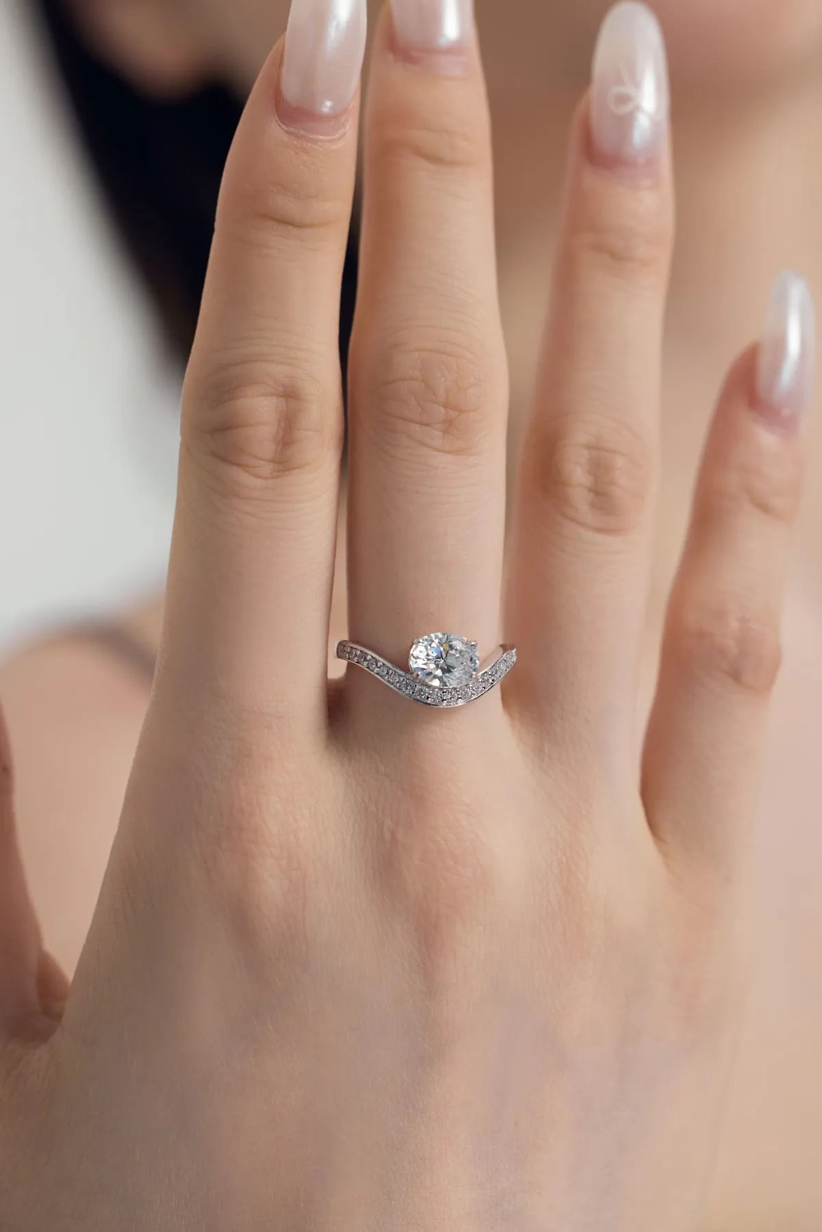 KAKODIY 5A Cubic Zirconia Gorgeous Bridal Wedding Jewelry 925 Sterling Silver Ring Oval Eternity Cubic Zirconia Engagement Ring Women's Ring detail 3