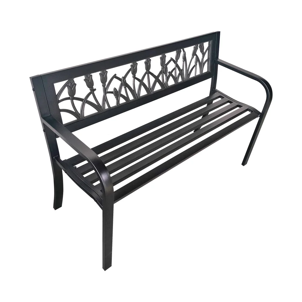 Outdoor Bench Patio Metal Garden Furniture Deck Porch Seat Backyard