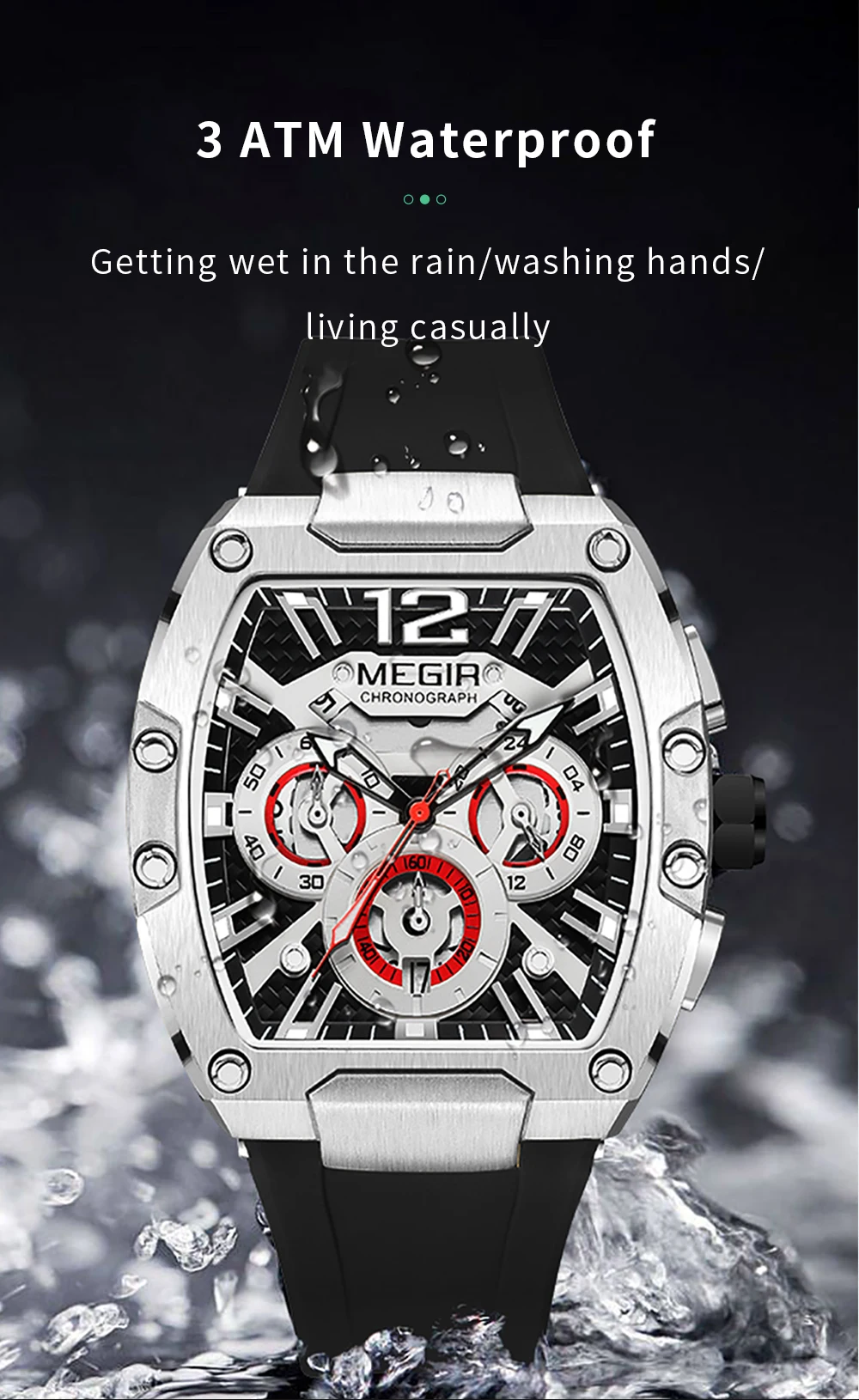 Hot Sale Megir 8112 Original Brand Big Dial Chronograph Quartz Watches Luxury Men Outdoor Sport Wrist Watch Relojes Hombre