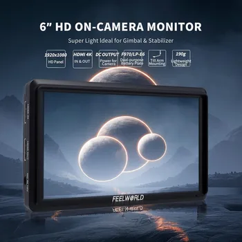 FEELWORLD S55 Camera DSLR Field Monitor 6" FHD IPS, Support 4K UHD/4096X2160p, Focus Peaking, Factory Wholesale detail image