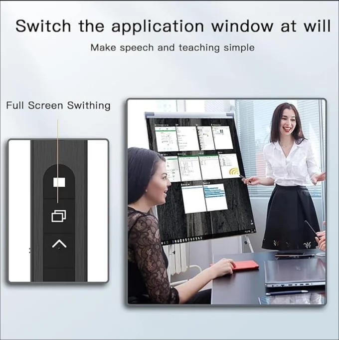 QUI Presenter PPT PowerPoint Clicker RF 2.4GHz USB Presentation Remote Control Suitable for Keynote /PPT/Mac/PC