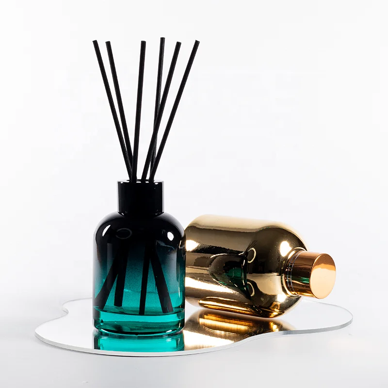 Luxury 50ml Aromatherapy Reed Diffuser Empty Room Air with Gold Glass Fragrance Bottle Round Luxury Perfume Bottle