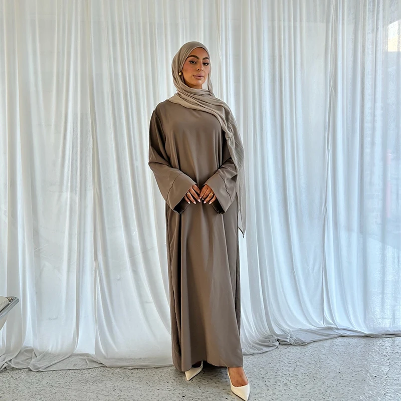 2024 New Design Australia Solid Color Wholesale Custom Modest Abaya Women Muslim Dress Breathable 100% Cotton Women Abaya
