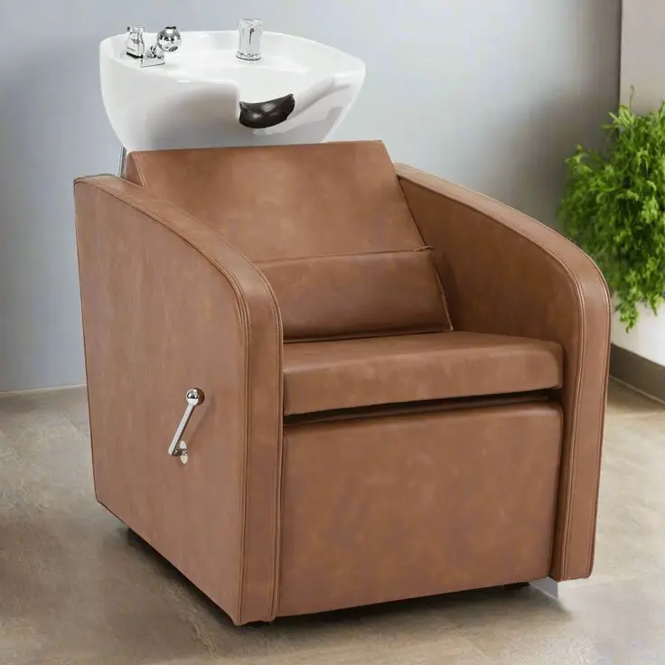 Brown Salon Shampoo Chair for Beauty Salons and Barber Shops Hair Washing  Workstation Application