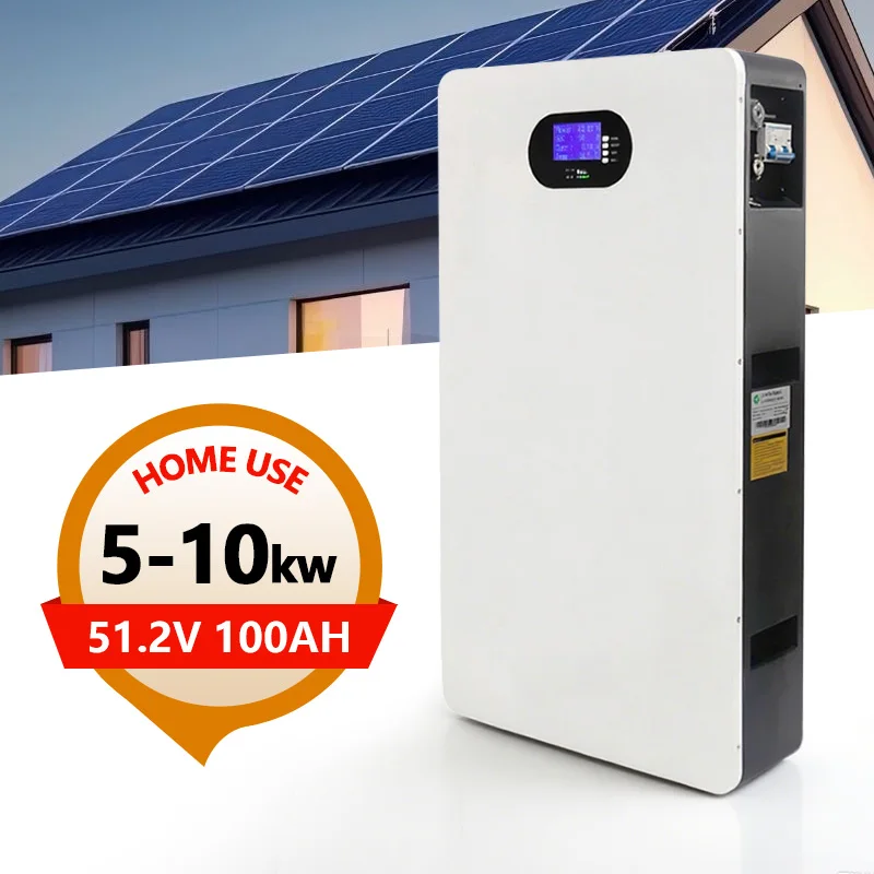 Solaar-energieopslag Lifepo4 Power Wall Battery Stelsel 5kWh 10kWh 15kWh 48V 51,2V Au Litium-ioonbatterye Huishoudelike Energie