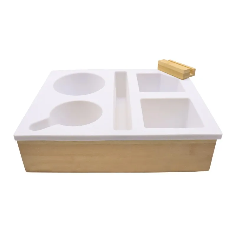 product 2026 trending bamboo lacquer finish rectangle snacks tray sofa arm  couch cup holder with phone stand eco friendly durable-6