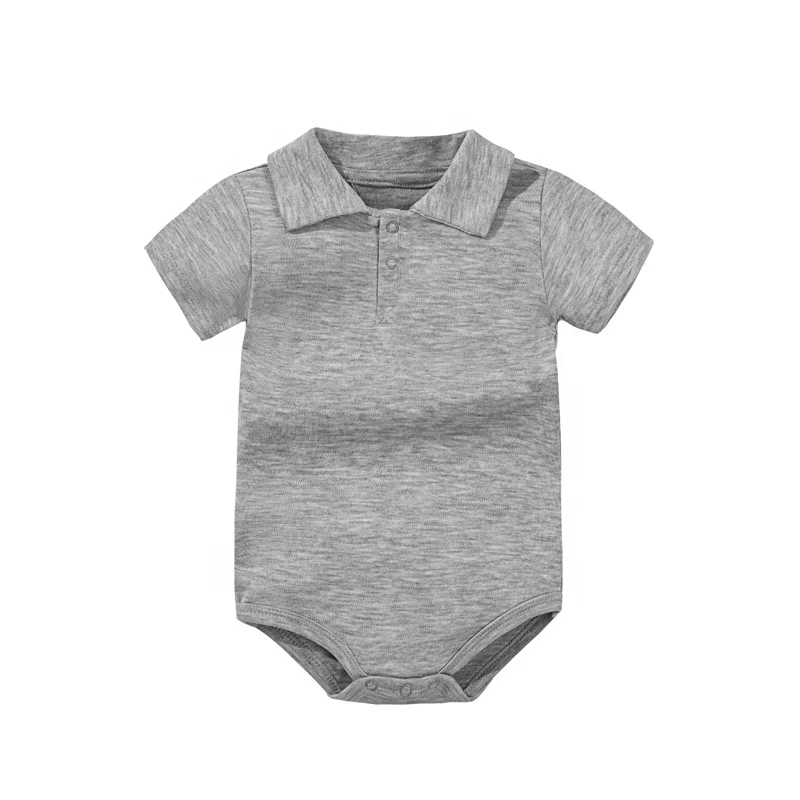 100 органический хлопок короткий рукав воротник-поло Детский боди комбинезон