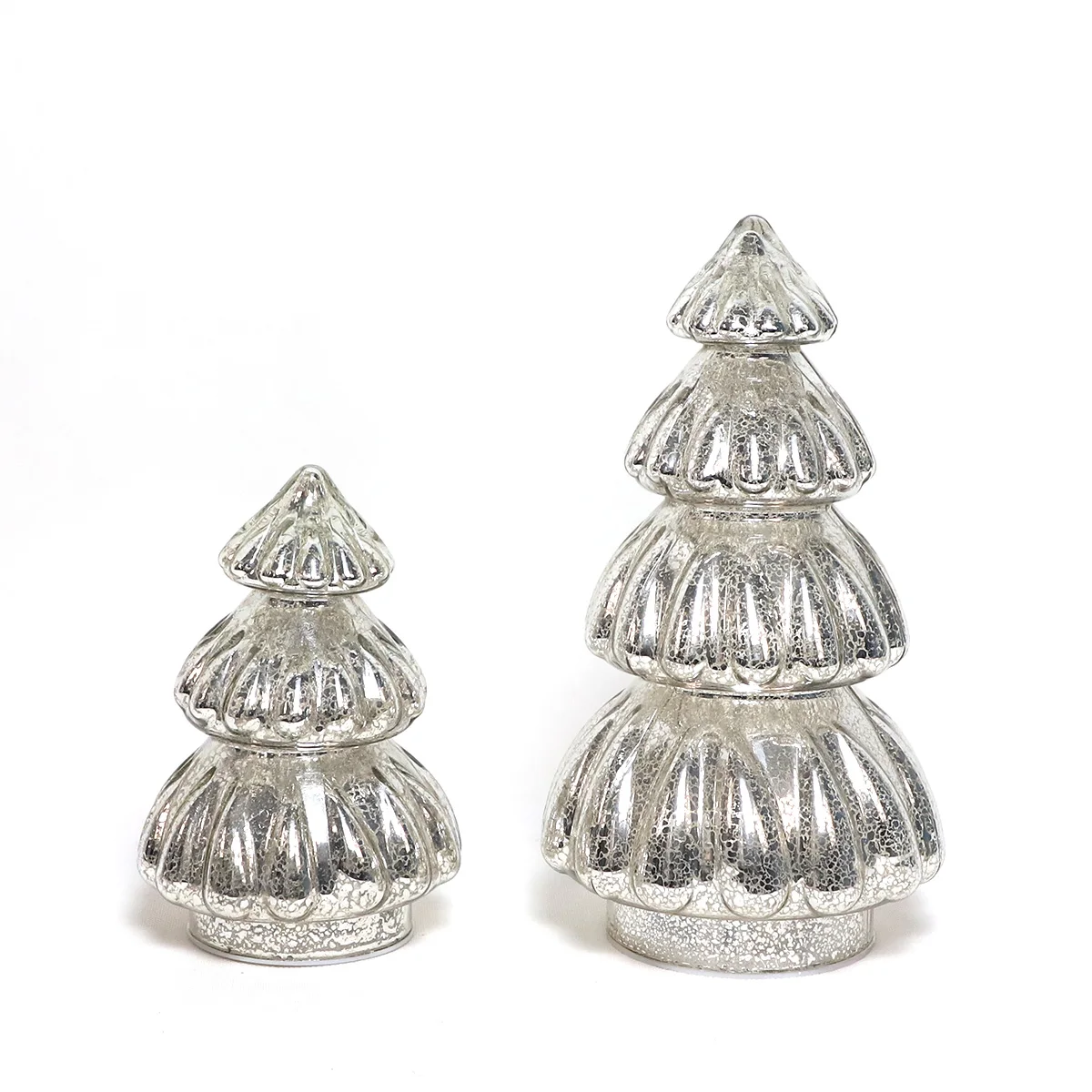 Tower Shaped Glass Christmas Tree Ornaments Golden Glitter Silver Led Lighted Hand Blown Clear Glass Decoration