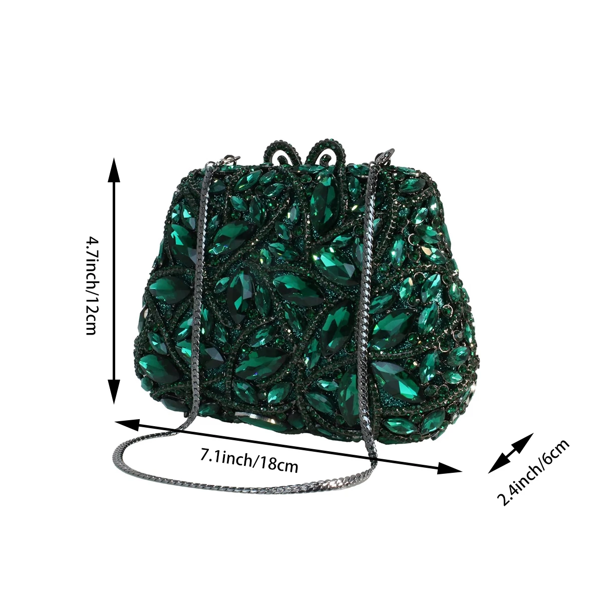 Women Classic Luxury Crystal Sparkling Evening Clutch Bag with Chain Strap Rhinestone Wedding Bridal Party Purse Handbag - Image 2