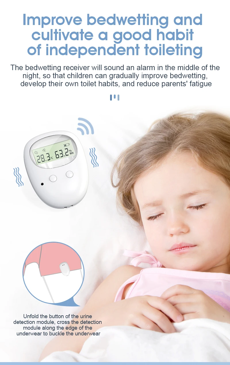 Deep Sleeper Vbiration Sound Wireless Bedwetting Alarm With