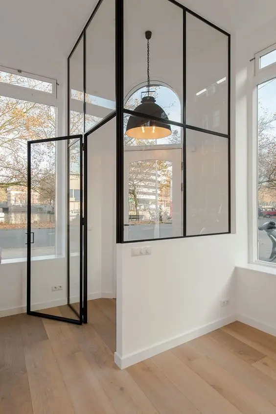 Design Glass Commercial Window and Door Steel Lobby Partition Design Office Full Height Glass Wall Partition