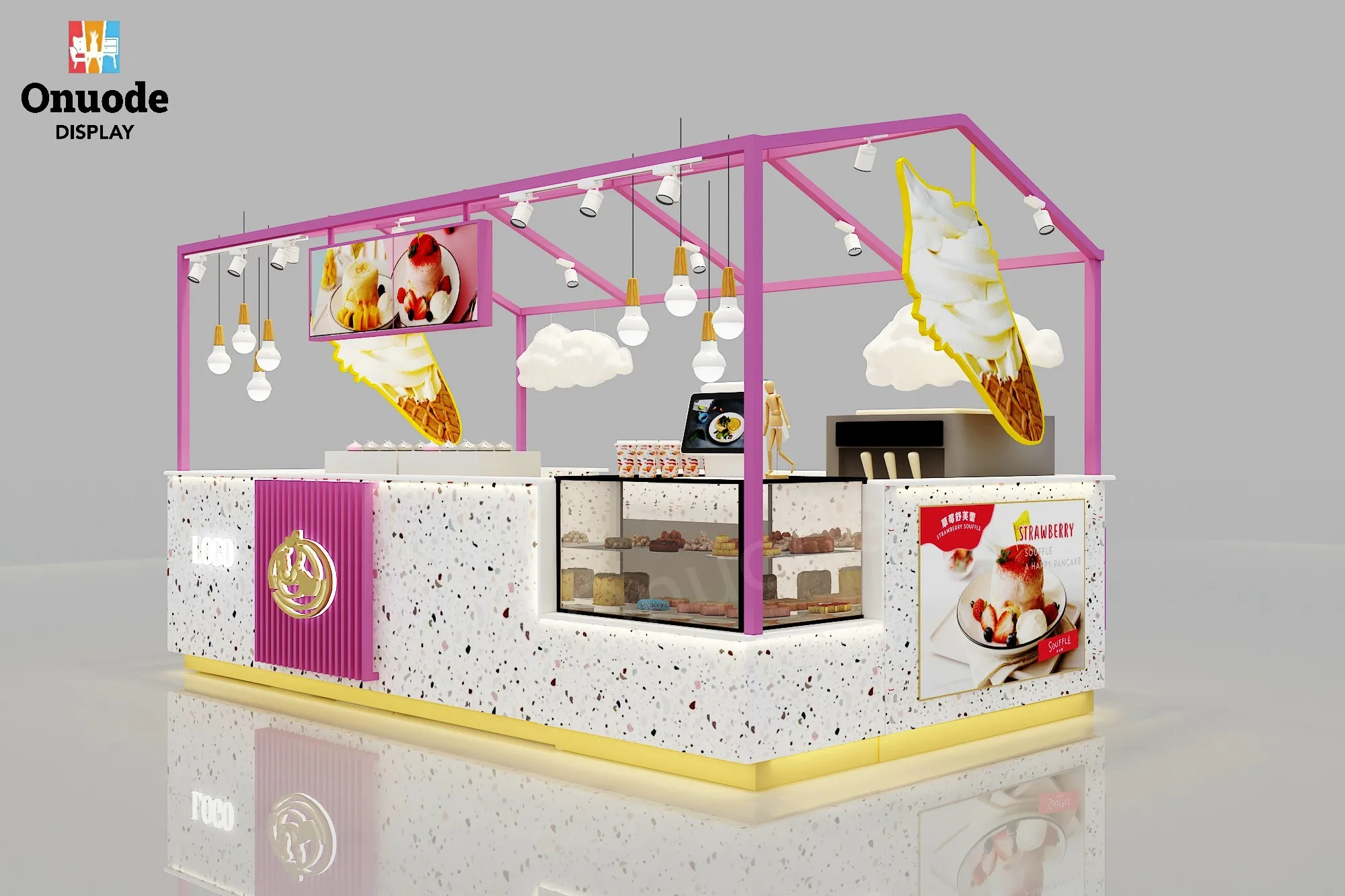 Premium Design Food Ice Cream Display Counter Premium Showcases for Cake Display Cabinet for Mall Kiosk Ice Cream Kiosk
