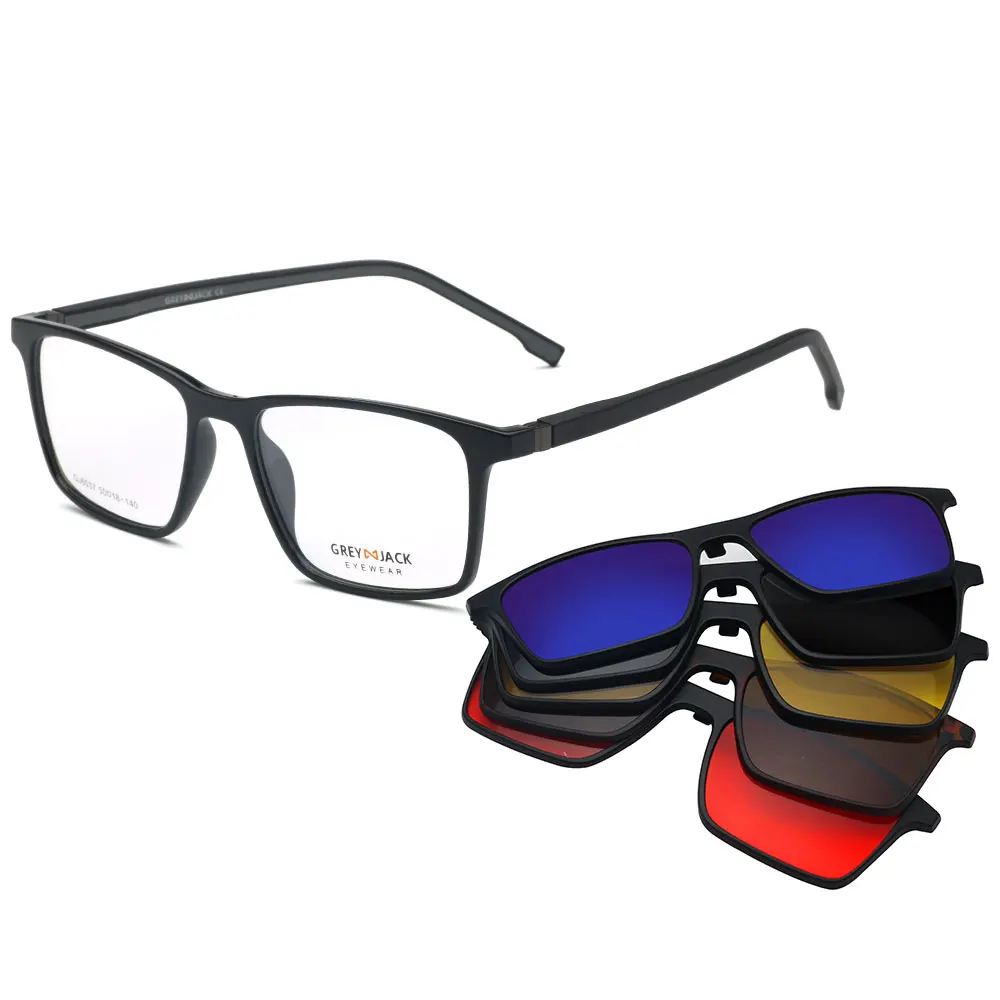 Men's eyeglass frames with magnetic clip on sunglasses Clearance