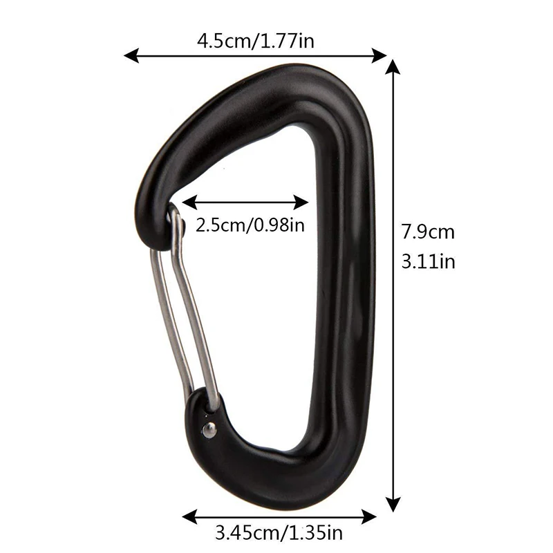 Black 5KN Hammock Wire Gate Backpack Locking Hooks 12kn Carabiner Custom Logo Mosquetones Karabiner