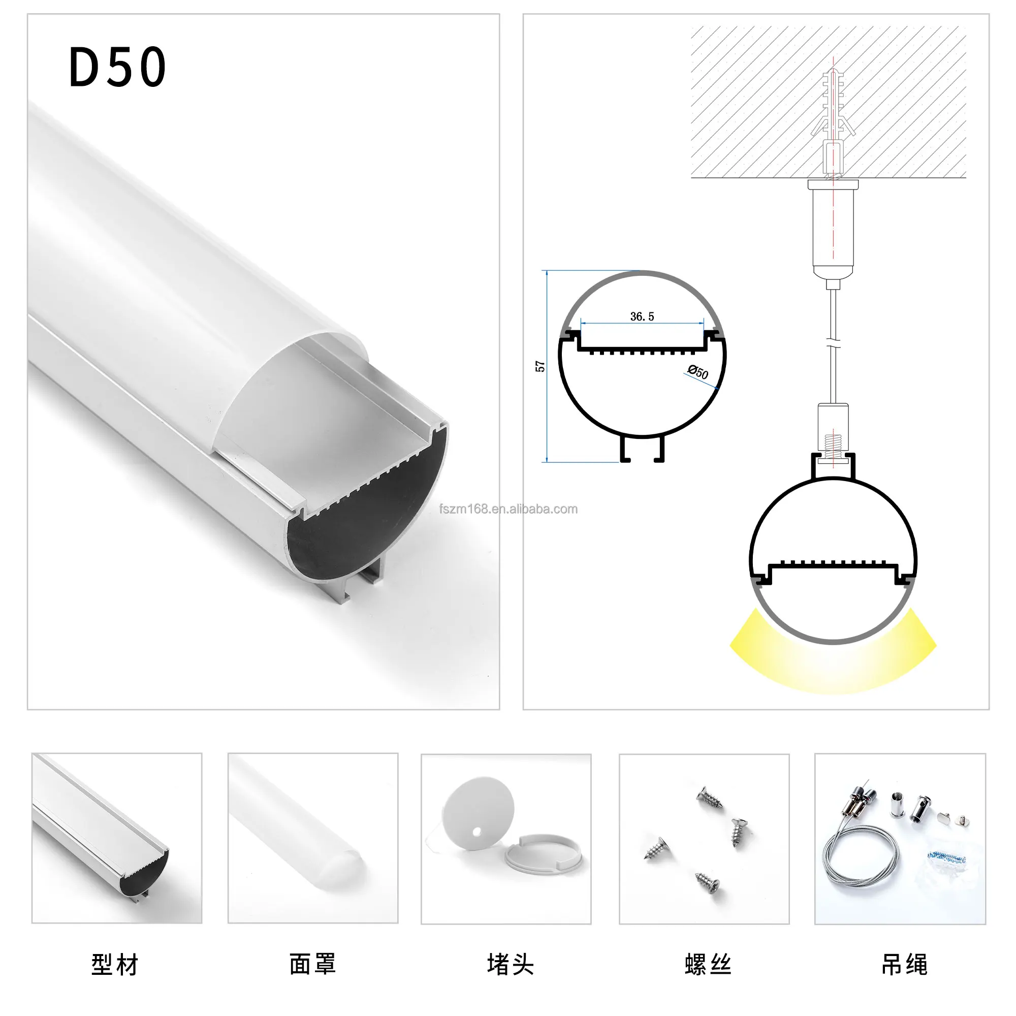 Dia 30mm Round Led Profile Aluminum Tube,Suspended Round Shape Lighting