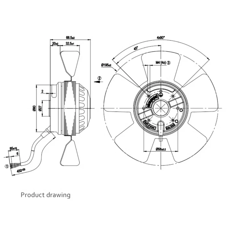 Original Axial flow fan  A2E200-AF02-01 Industrial fan