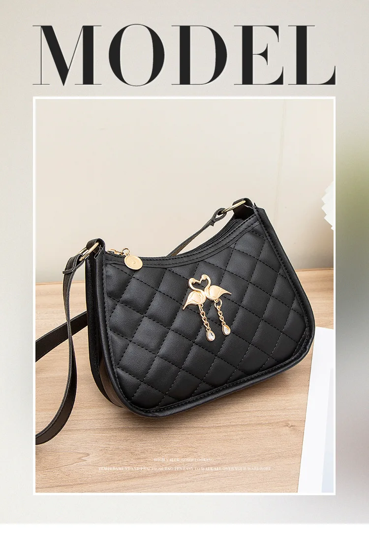 Glamorous PU Diamond Lattice Bag Textured Charming PU Diamond Lattice Bag
